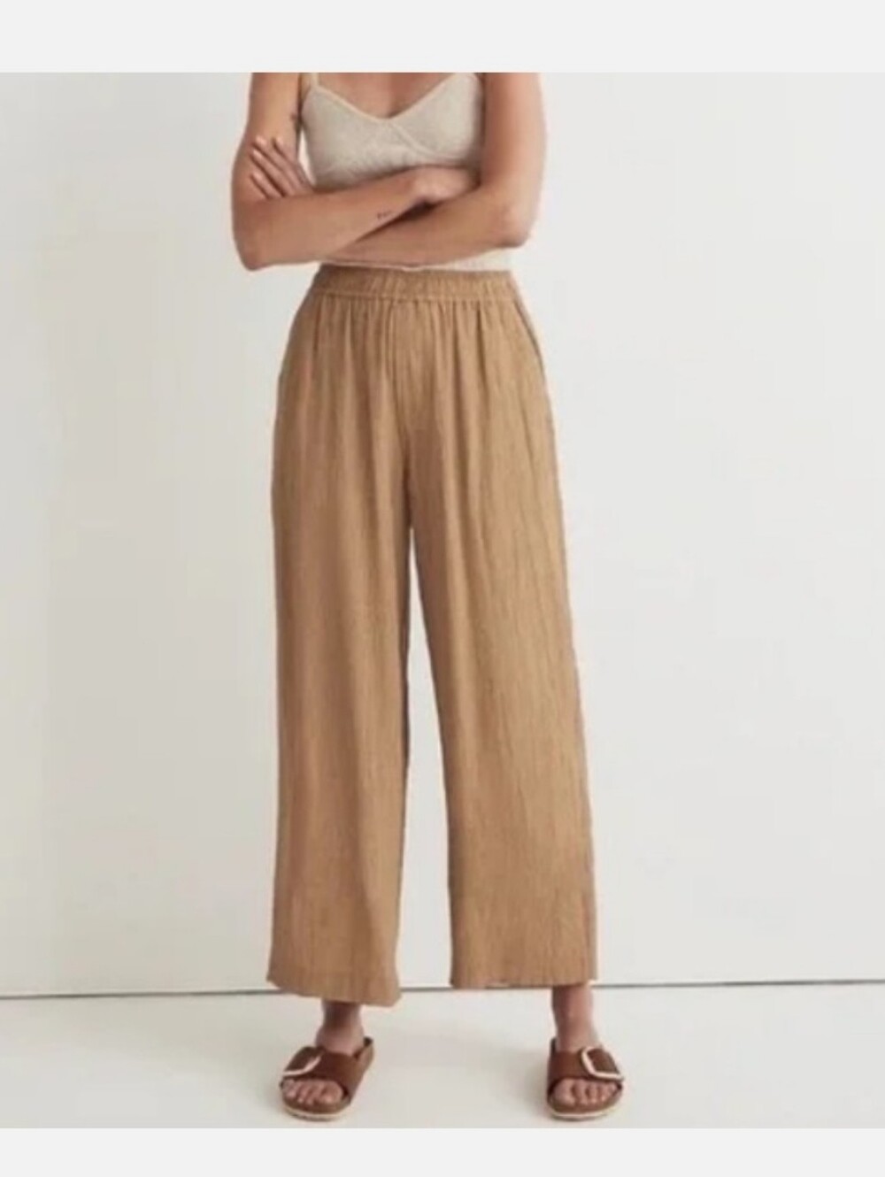 Madewell Crinkled Crepe Straight-Leg Crop Pant Size Medium